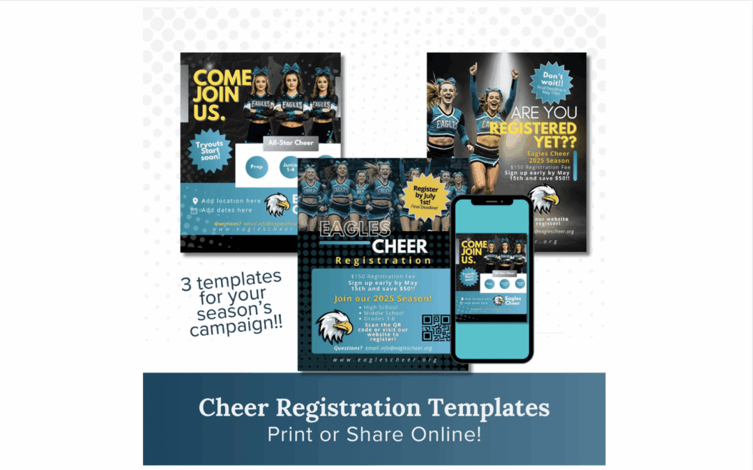 Cheer Registration Flyer Template Bundle | Editable Canva Templates for Tryouts, Signups & Cheer Season Promo